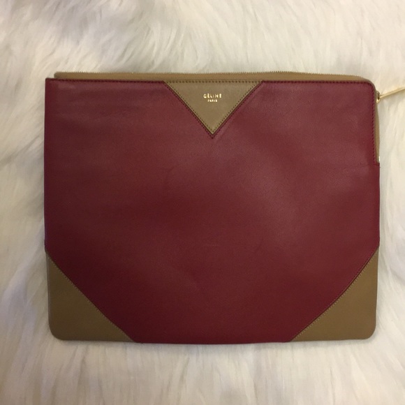 Celine red and tan clutch - Picture 7 of 8